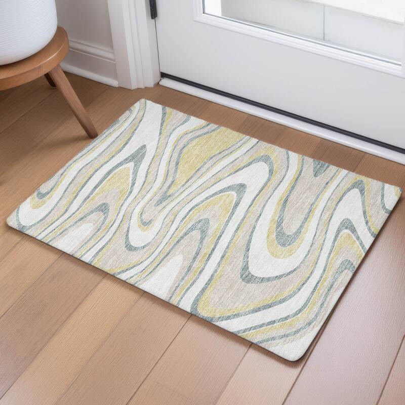 Machine Washable Indoor/ Outdoor Abstract Busey Chantille Rug