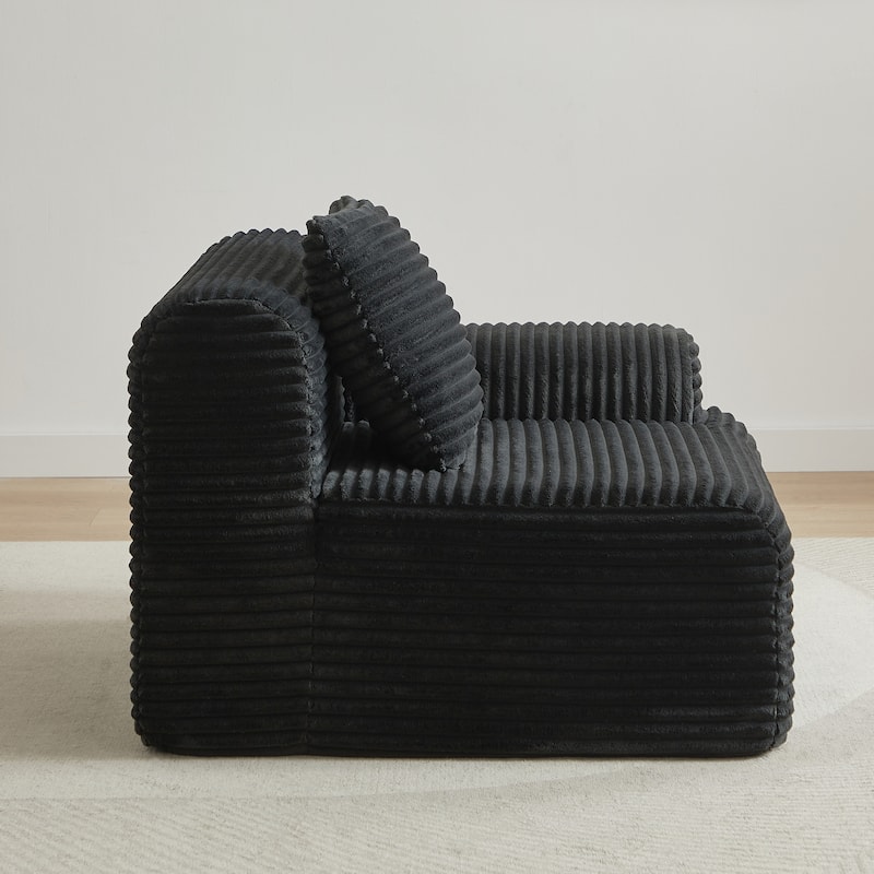 Inlaid Structural Sleeper Sectional Sofa Bed with Ottoman, Corduroy Modular Boneless Couch with Wider Armrests and Backrests