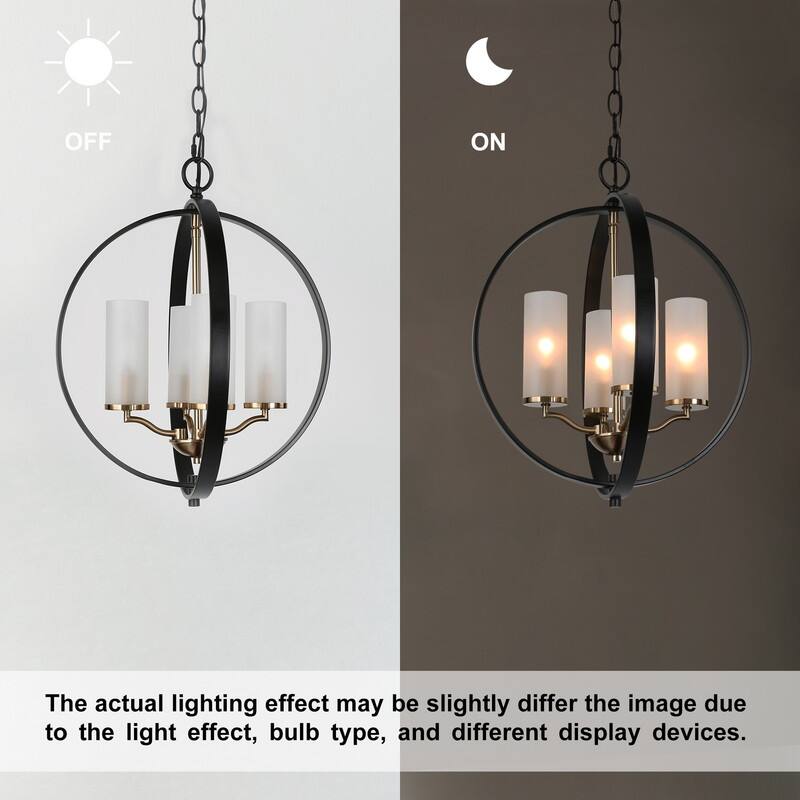 Transitional 4-light Candle Chandelier Globe Pendant Lights with Frosted Glass - D 18" x H 20"