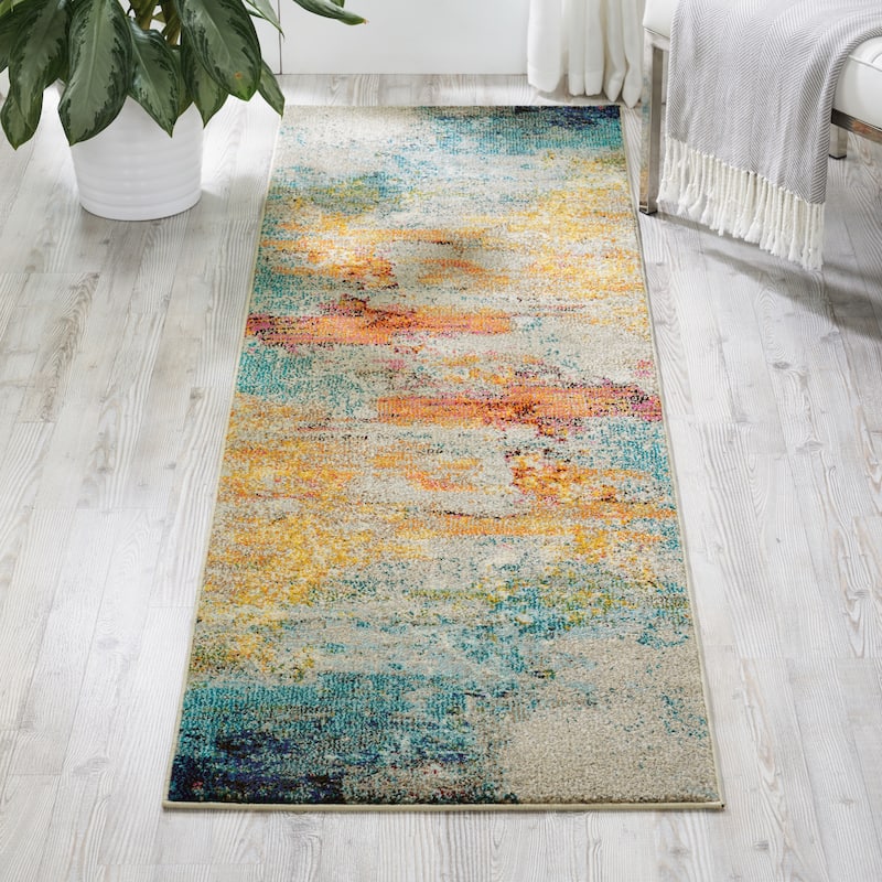 Nourison Modern Abstract Sublime Area Rug - Sealife - Runner - 2' 2" x 7' 6"