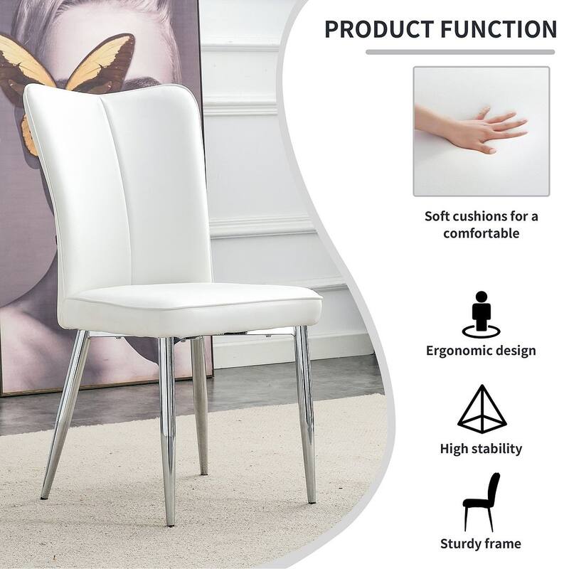 Modern PU Leather Minimalist Dining Chairs Set of 4