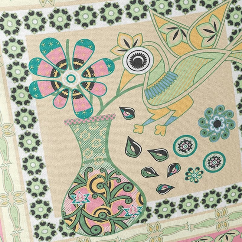 HomeRoots Set of Two 16" X 16" Beige and Pink Peacock Blown Seam Floral Indoor Outdoor Throw Pillow - 16.00' X '16.00' X '5.00