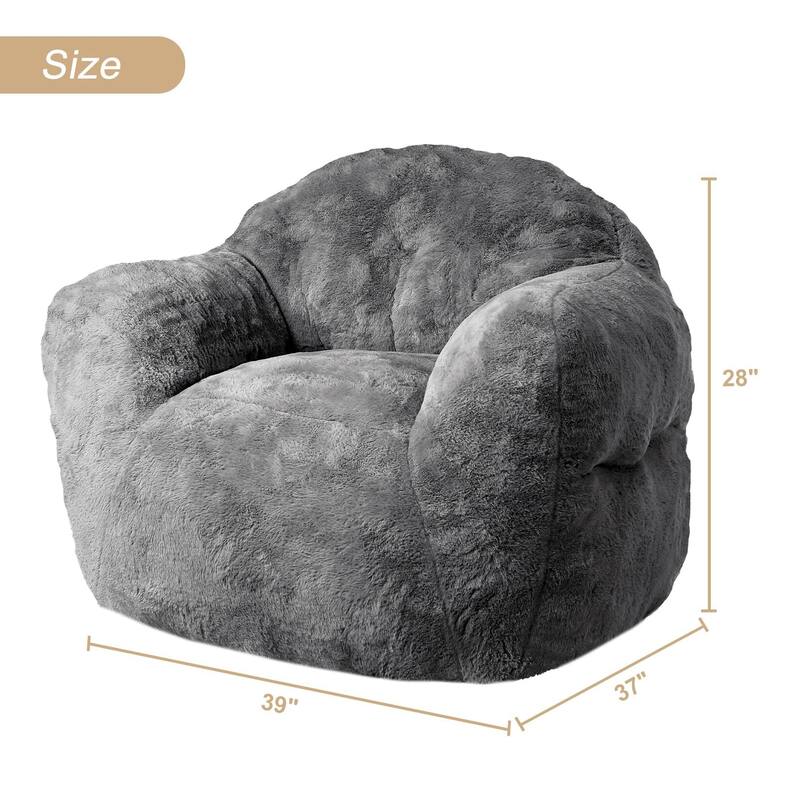 39/51" High-Density Foam Bean Bag Sofa Chair with Armrests