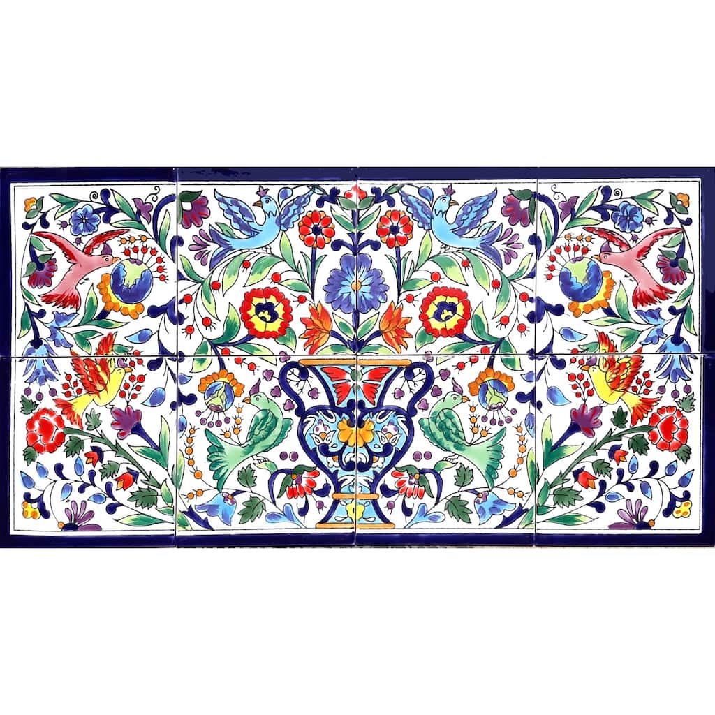 24in x 12in Kitchen Backsplash Unique Mosaic 8 Ceramic Tiles Mural