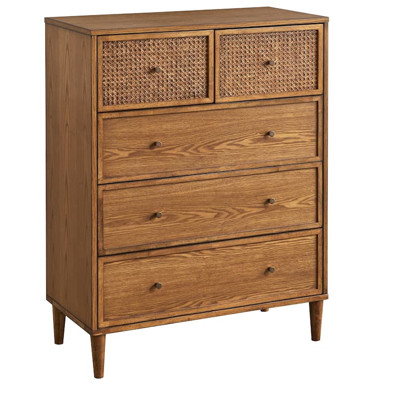 Lifestorey Maxwell 5-Drawer Chest with Natural Cane