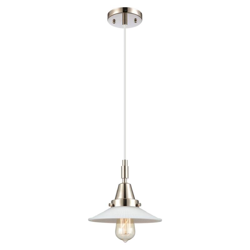 Innovations Lighting Downtown Urban - Caden Halophane - 1 Light 9" Cord Hung Mini Pendant - Matte White Halophane Shade/Polished Nickel