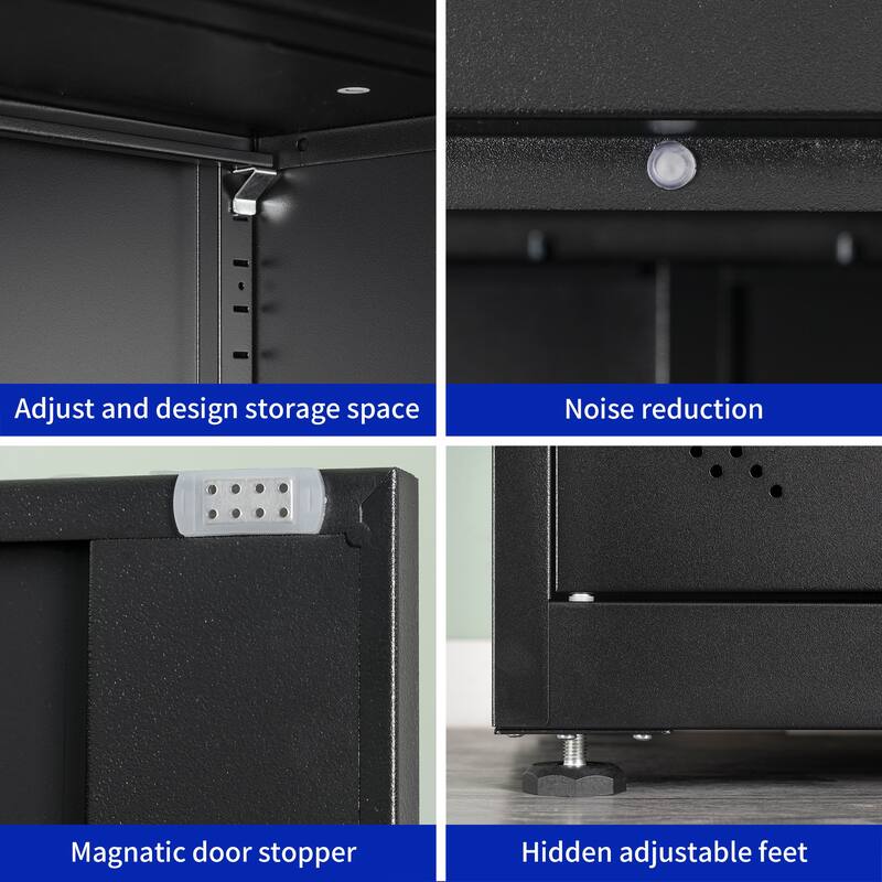 Rust-Proof Home OfficeTall File Cabinet, Lockable Storage Cabinet with Magnetic Doors & 4 Adjustable Shelves