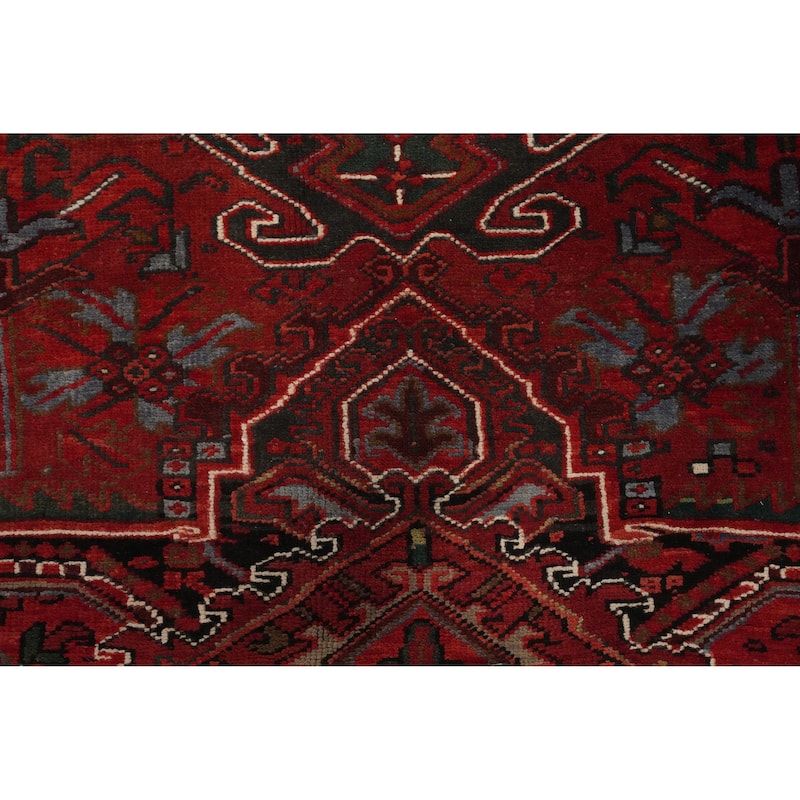 Hand Knotted Oriental 100% Wool Carpet Traditional Medallion Red Heriz Area Rug - 12' 7'' X 9' 11''