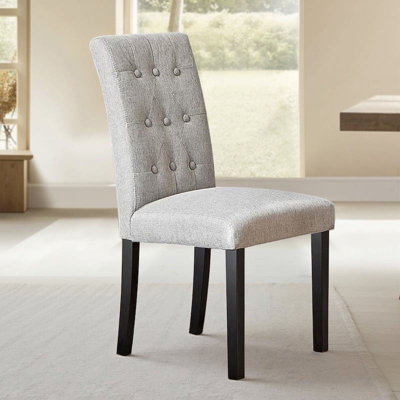 Upholstered Dining Chairs Set of 4, Button Tufted Parsons Dining Chair with Solid Wood Legs, Modern Fabric Side Chair