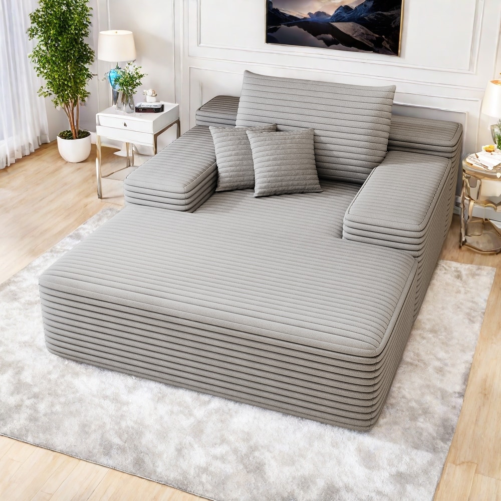 51.2" Corduroy 2-Seater Sofa - Cloud-Like Deep Seat, 600lb Capacity, No Assembly Required, with Ergonomic Pillows
