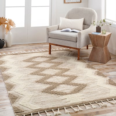Livabliss Savi Handmade Boho Geometric Wool Area Rug