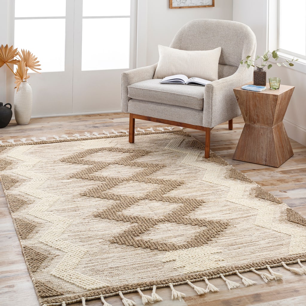 Livabliss Savi Handmade Boho Geometric Wool Area Rug