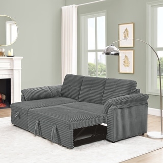 GDFStudio - Quinn Convertible Corduroy Sofa Bed with Pull-Out Sleeper ...