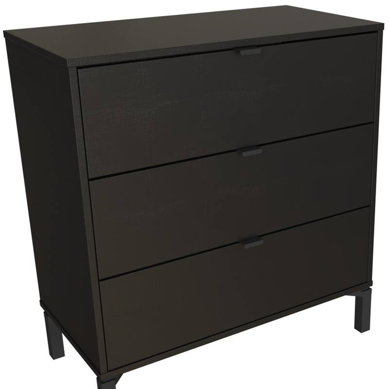 HomeRoots 30" Black Three Drawer Dresser