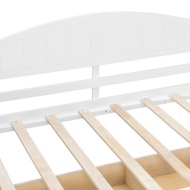 Twin Size Wooden Canopy Daybed with 2 Storage Drawers and Backrest, Space-Saving Solid Wood Frame
