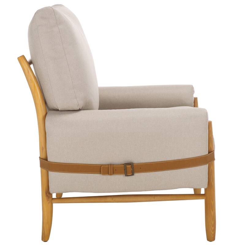SAFAVIEH Clarice Caramel/Natural Mid Century Arm Chair - 35" W x 32" D x 38" H - 35"W x 32"D x 37"H