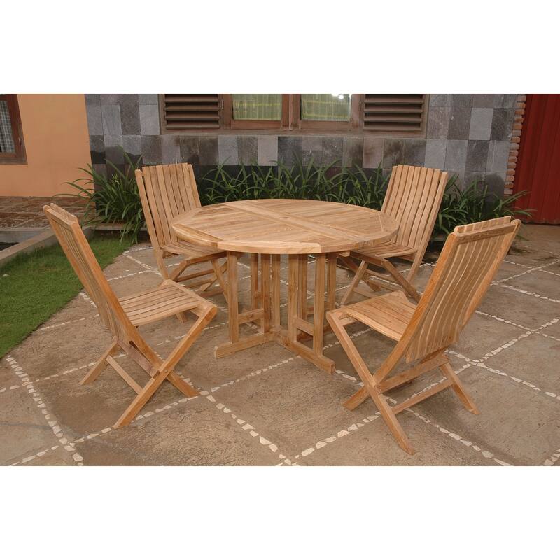 Mountain Lodge Dining Set - 5 Piece Folding Table & Chair Set for Patio Garden