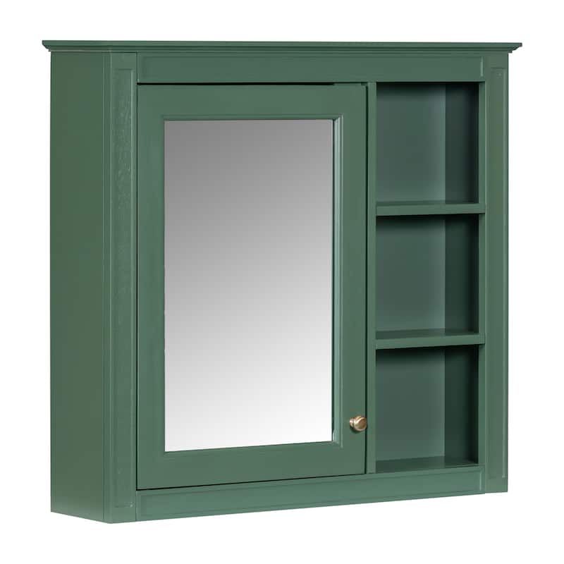 Modern Wall Mounted Bathroom Medicine Cabinet with Mirror & 3 Open Shelves