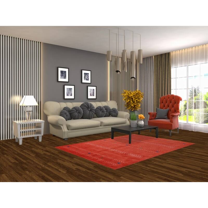 Tribal Contemporary Gabbeh Indian Rug Handmade Bedroom Wool Carpet - 4'6" x 6'6"