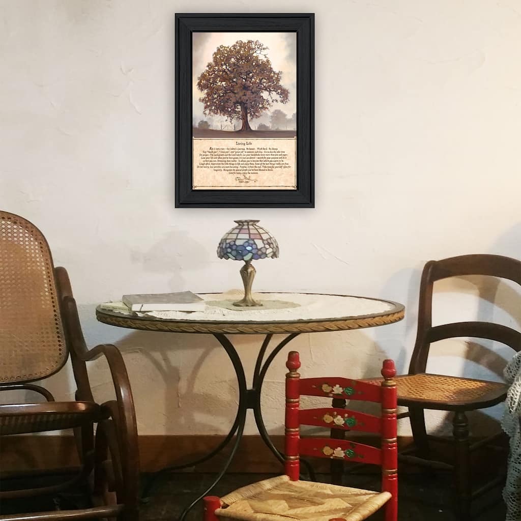 TrendyDecor4U Farmhouse "Living Life" Framed Print Wall Art by Bonnie Mohr - Earthtones