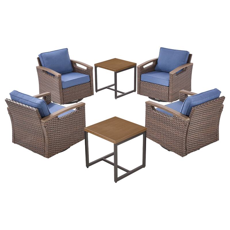 Pocassy Outdoor Brown Wicker Funitre with Cushion Set