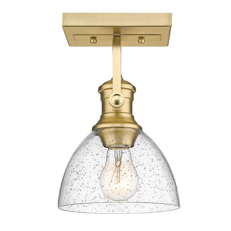 Hines 1 Light Semi-Flush - Brushed Champagne Bronze with Seeded Glass