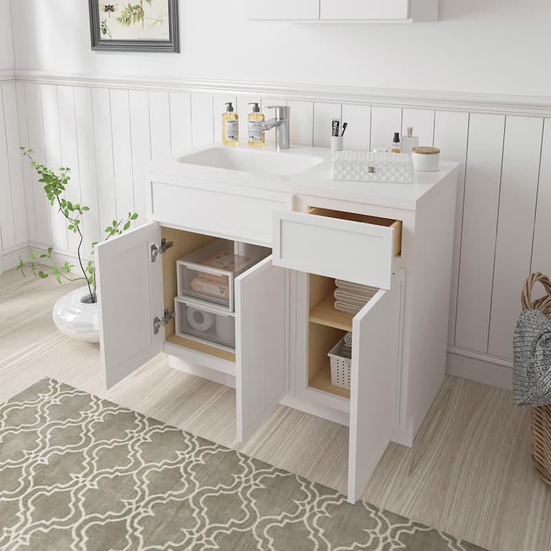 Vanity Art 39" Oak Freestanding Bathroom Vanity Cabinet without Top