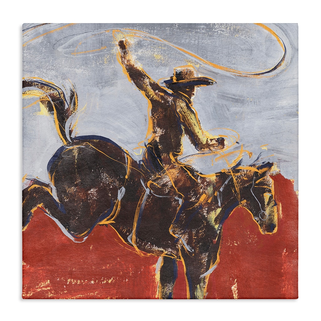 Stupell Rustic Western Cowboy Wild Horse Lasso Canvas Wall Art