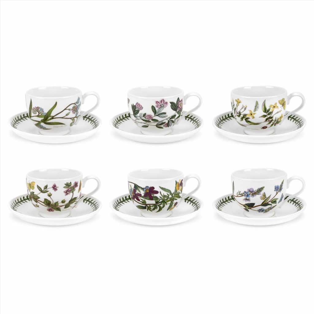 Portmeirion Set of 6 Botanic Garden Breakfast Cup and Saucer - 10 Ounces