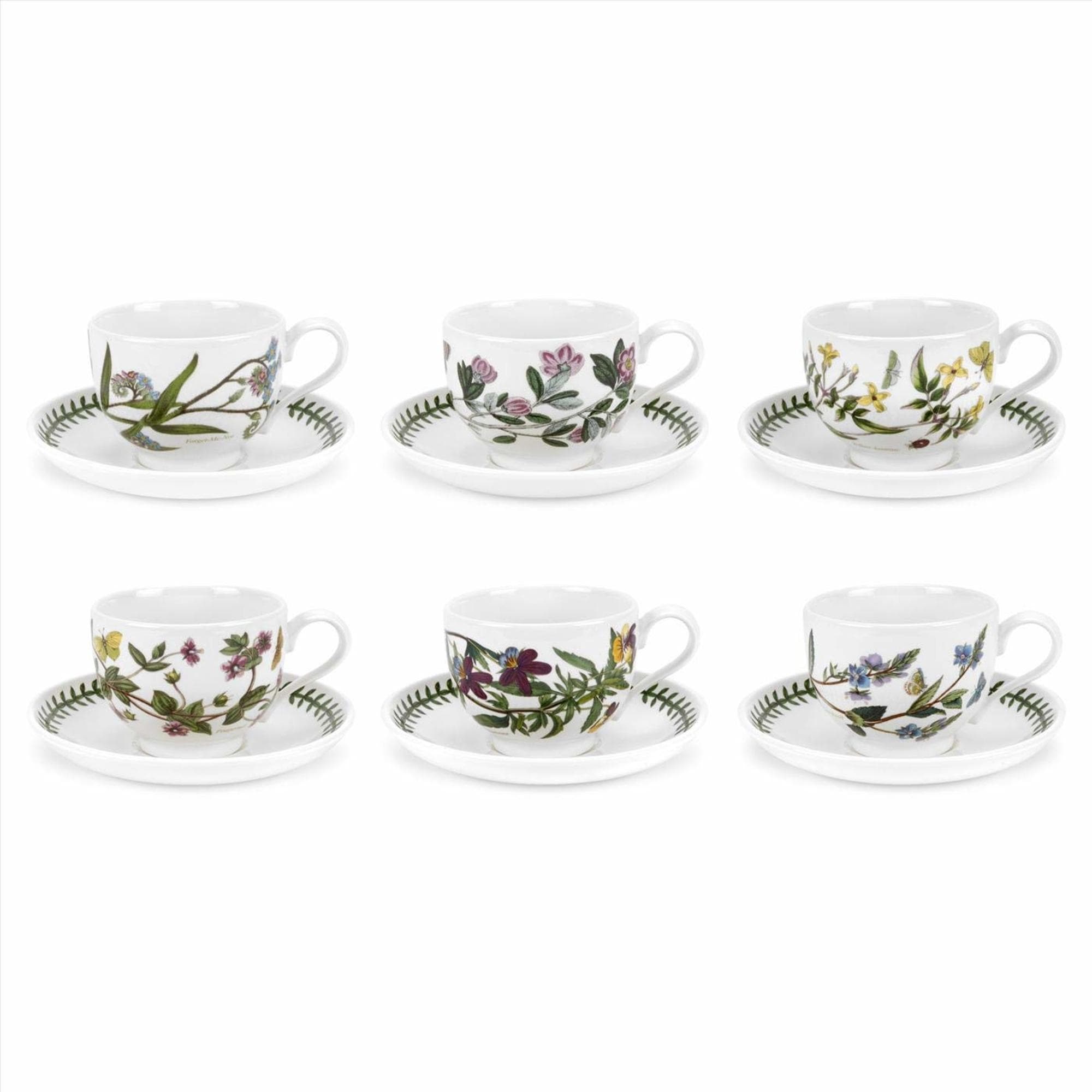 Portmeirion Set of 6 Botanic Garden Breakfast Cup and Saucer - 10 Ounces