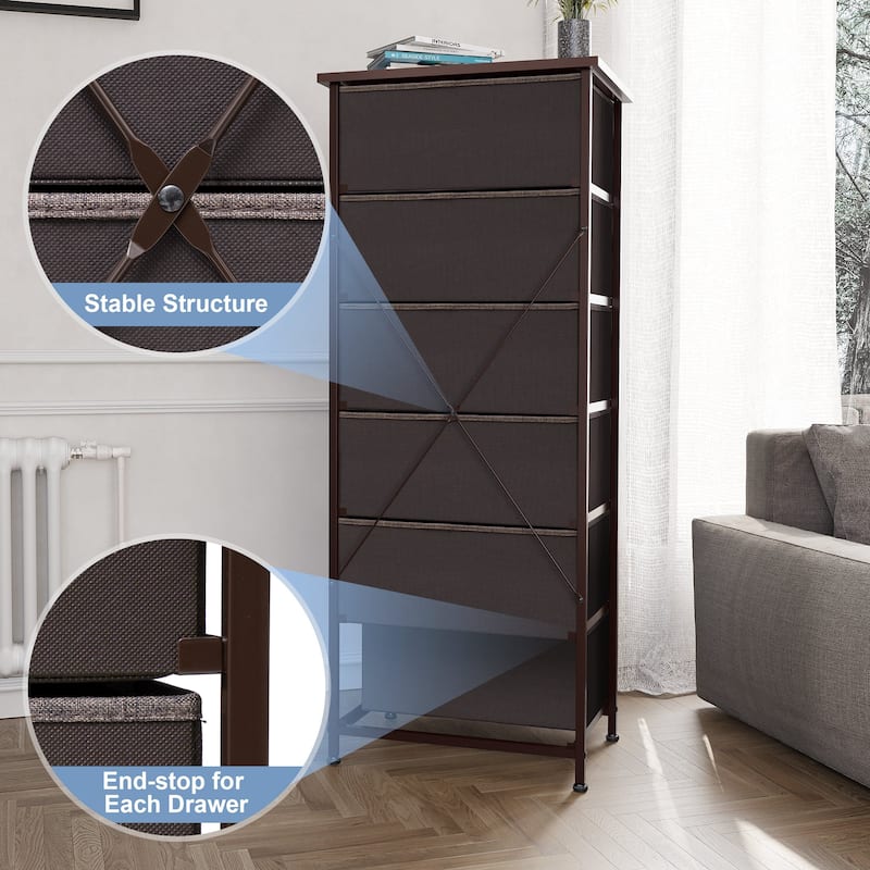 Crestlive Products 6 Drawers Vertical Dresser Storage Tower with Wood Top
