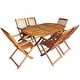 vidaXL Outdoor Dining Set 7 Piece Folding Solid Eucalyptus Wood Garden Patio - Thumbnail 0