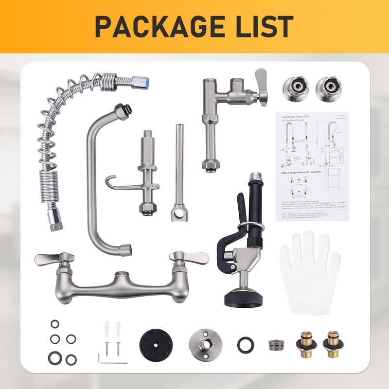 WOWOW Pull Down Sprayer Commeicial Faucet with Pre-Rinse Sprayer