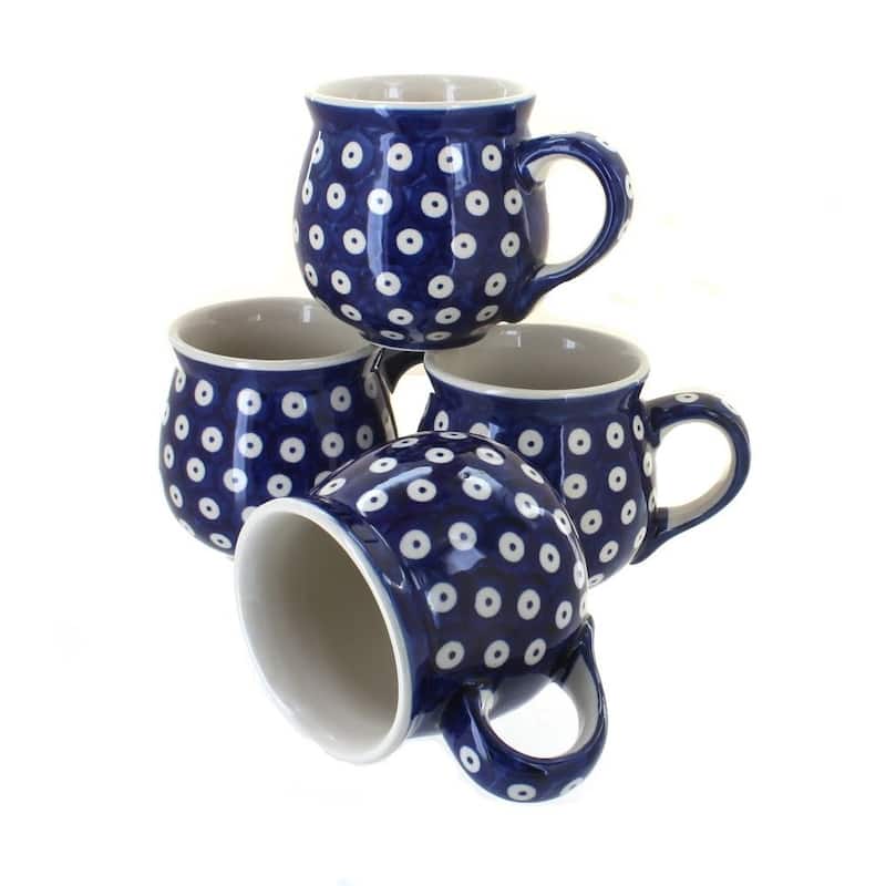 Blue Rose Polish Pottery K090-4 Manufaktura Bubble Mug Set - Dots