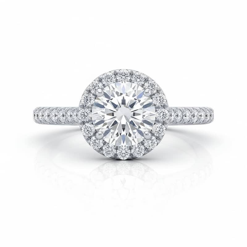 Auriya 14k Gold 1 3/4ctw Round Halo Diamond Engagement Ring Certified