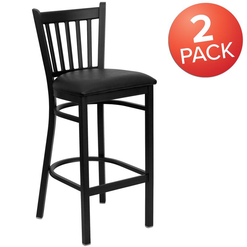 2 Pack Vertical Back Metal Restaurant Barstool