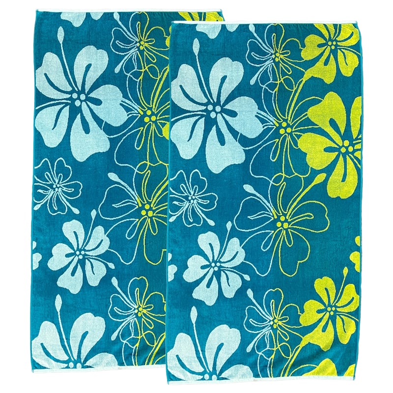 Linery & Co. 100% Cotton Jacquard 2 Pack Summer Beach Towels