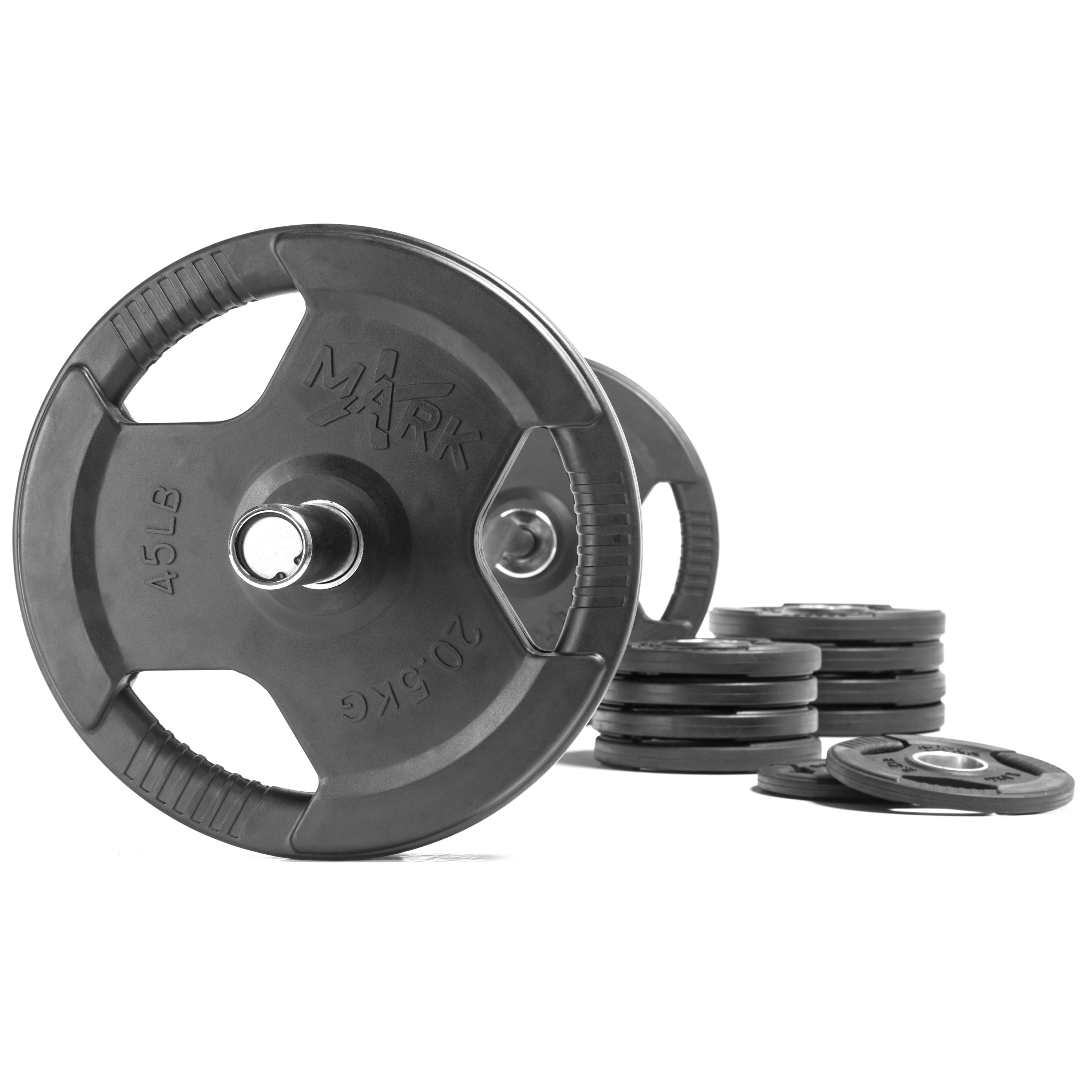 XMark VOODOO-3385-280S Set Olympic Bar and 280 lbs of Olympic Bumper Plates