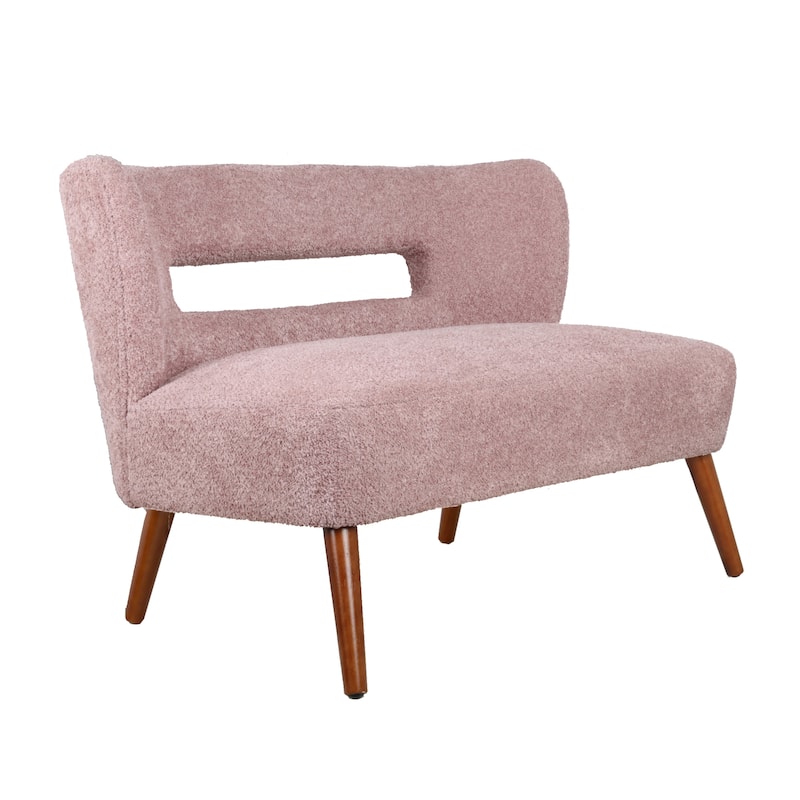 Porthos Home Hedra Sherpa Fabric Loveseat Small Couch Sofa with Wooden Legs