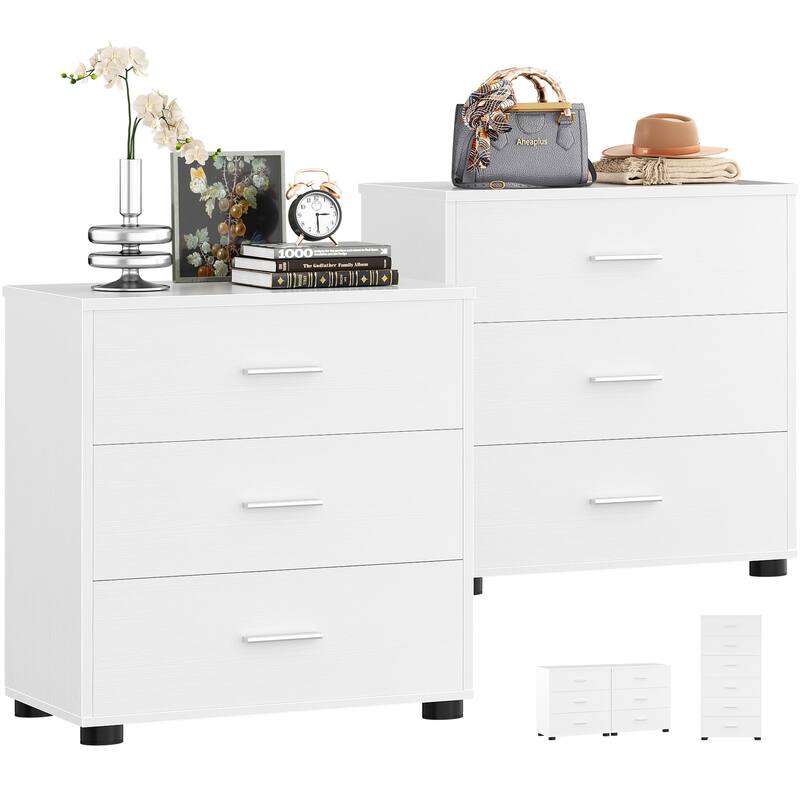 2-Pack Dressers with 6 Storage Drawers, Closet Organizers for Bedroom and Walk-in Closet