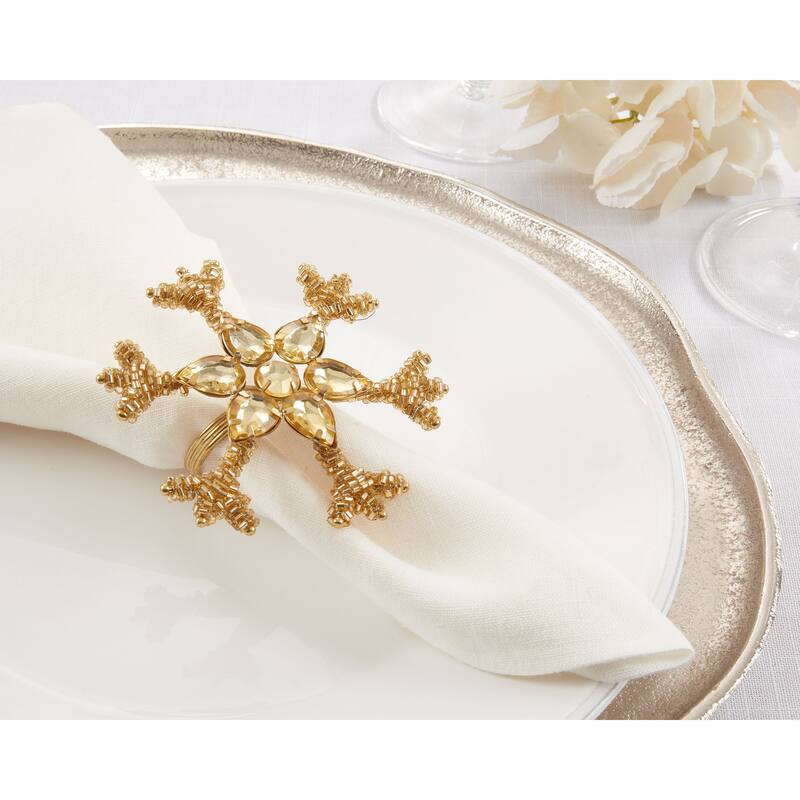 Beaded Napkin Rings With Snowflake Design (Set of 4)