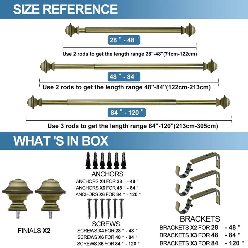 1-inch Diameter Pila Adjustable Single Drapery Curtain Rod