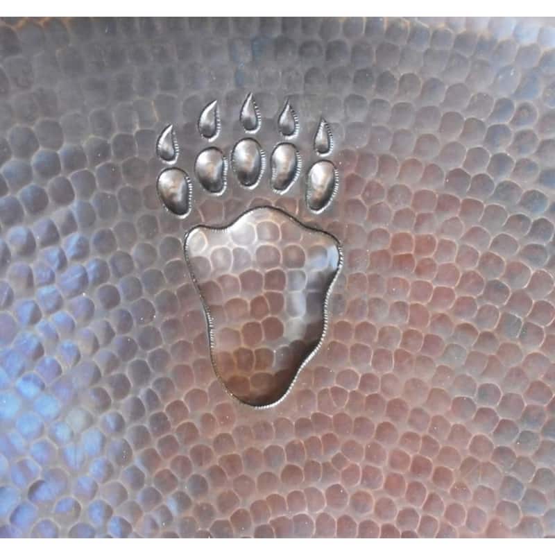 19" Oval Copper Bathroom Sink Country Bear/Bear Paw Design by SimplyCopper - 19" x 14" x 5"