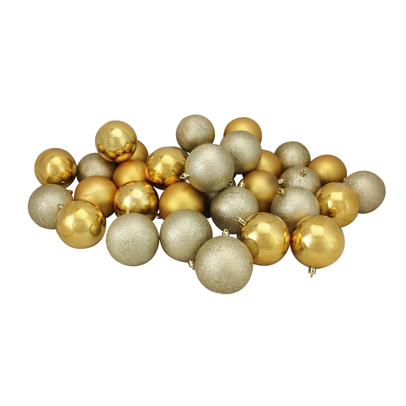60ct Shatterproof 4-Finish Christmas Ball Ornaments 2.5 inches 60mm.