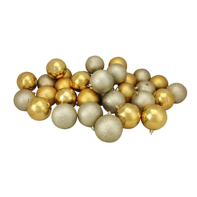 60ct Shatterproof 4-Finish Christmas Ball Ornaments 2.5 inches 60mm.
