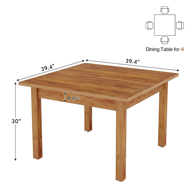 39.43" Small Square Kitchen Dining Table for 4