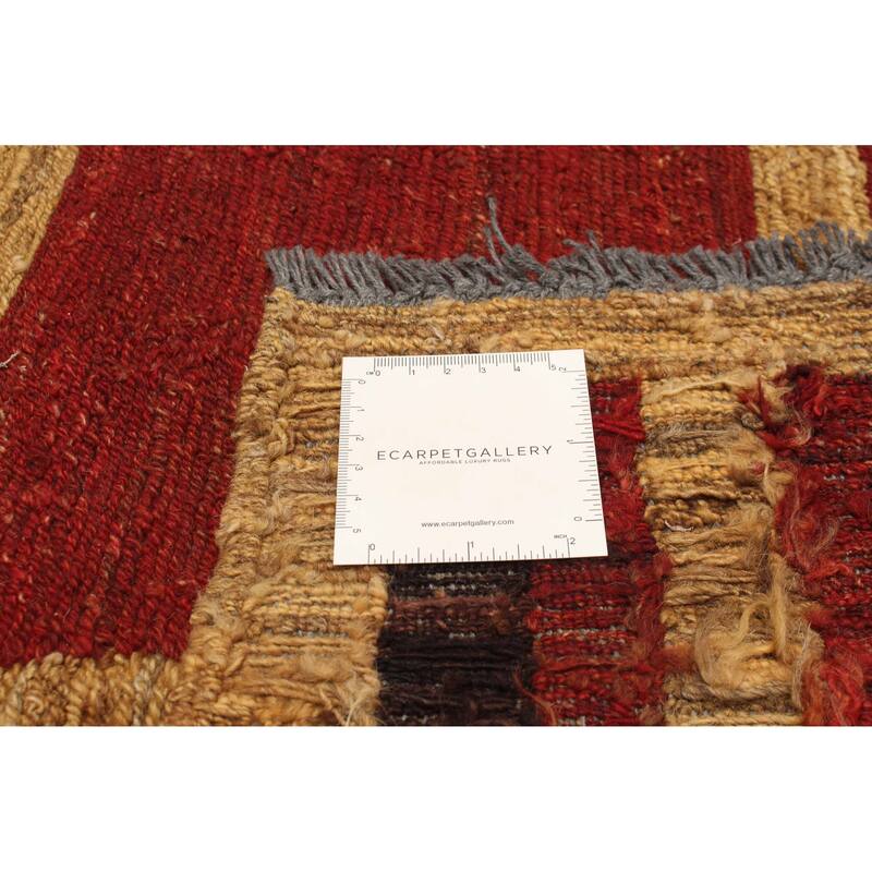 ECARPETGALLERY Flat-Weave Natural Red Wool Tapestry Kilim - 5'3 x 6'8