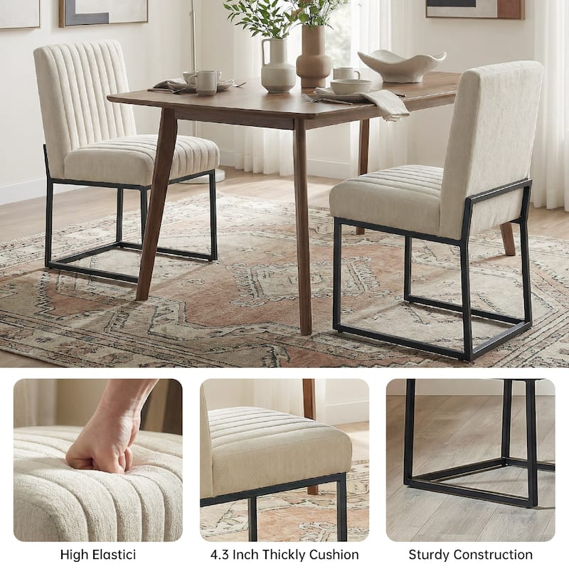 Mid Century Modern Dining Chair with Black Metal Legs