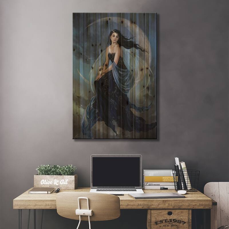 Moon Indigo Print On Wood by Nene Thomas - Multi-Color