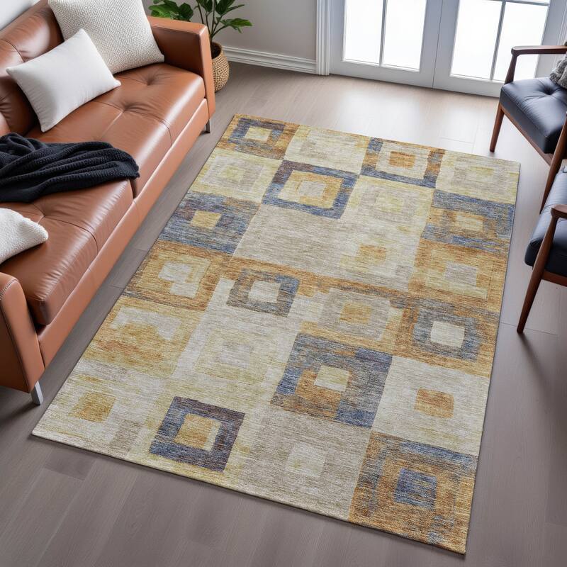 Premium Washable Super Soft Blocky Contemporary Mayfield Rug